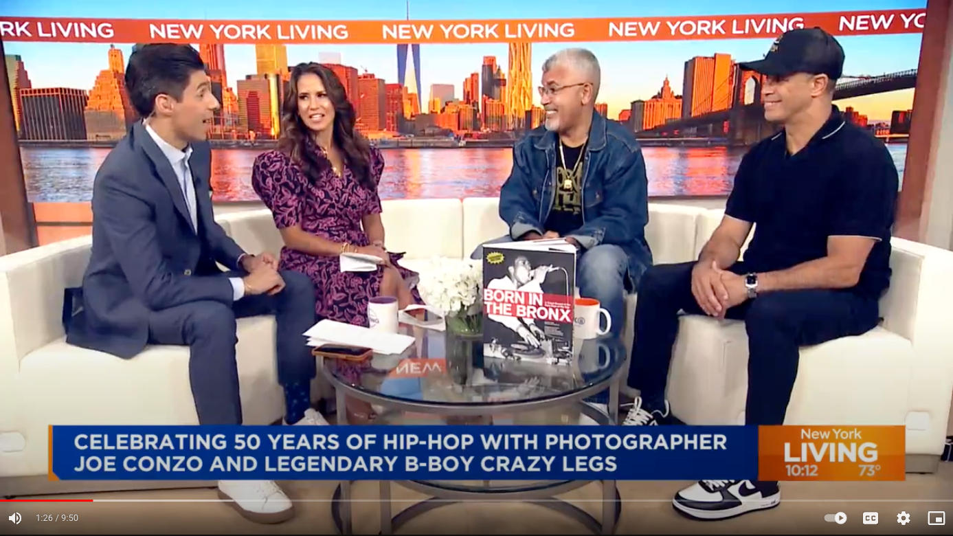 Load video: PIX 11 NEWS New York Living   &quot;Two pioneers in hip hop, photographer Joe Conzo and dancer Crazy Legs, talk to &quot;New York Living&quot; about their intimate knowledge of the genre.&quot;